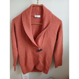 Rivamonti Italian Wool Cashmere Blend Shawl Collar Cardigan Sweater Coral S